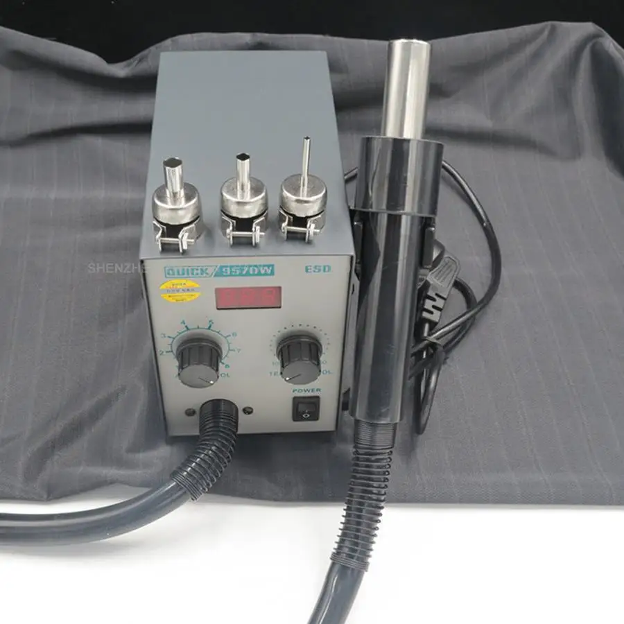 

8 pc  QUICK 957DW LED display adjustable hot air heat gun with Helical Wind 580W SMD rework station