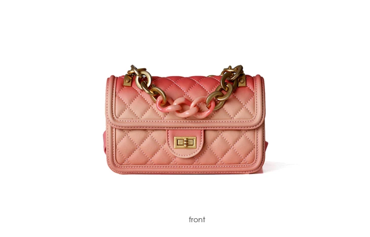 Бриллиантовая решетка женская сумка с цветным градиентным клапаном сумка большая цепочка Саше сумка-мессенджер роскошный стиль сумка через плечо