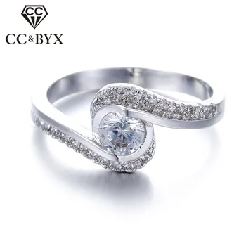 

White Gold color Wedding Engagement Rings For Women CZ Lady Vintage Ring Bijoux Bague Anillos Fashion Jewelry CC029