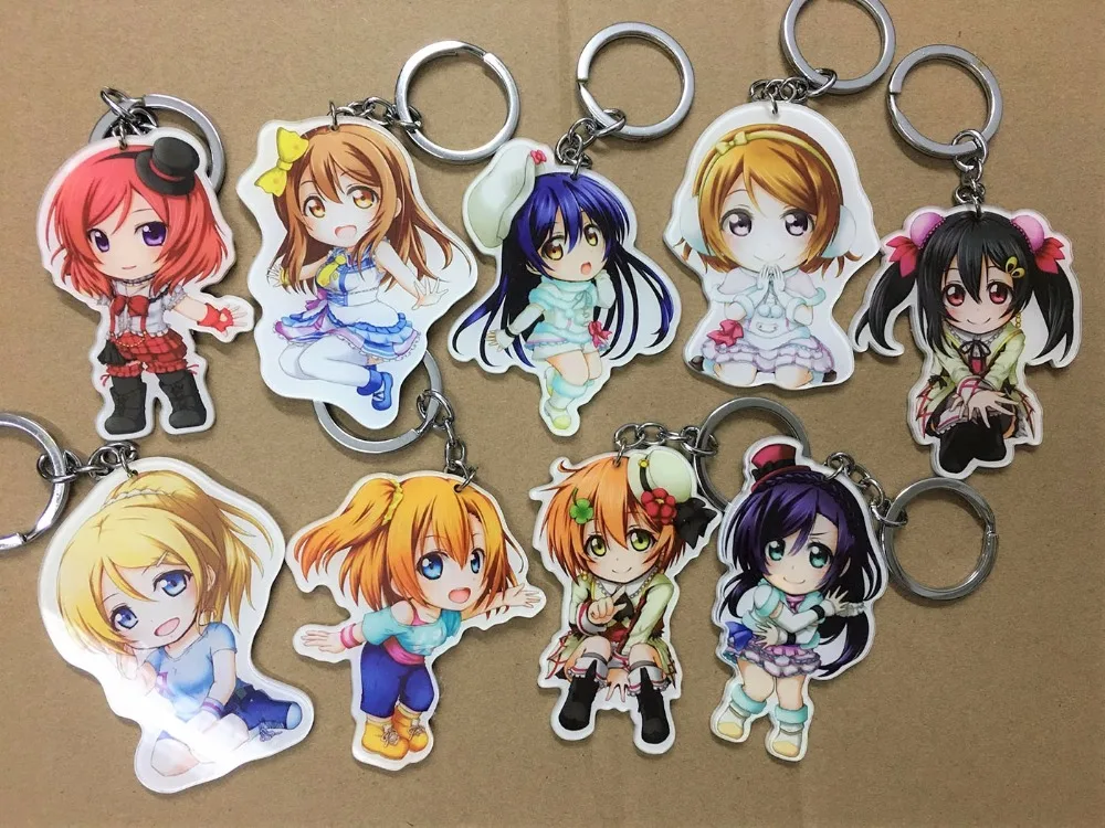 

Love Live Anime keychain Kotori Nico Rin Umi Maki Chika Dia Riko Yoshi Kunikida Kana Acrylic mobile phone charms/keychain/strap