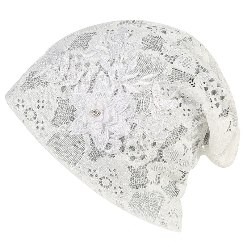Осенне-зимние женские черепа чистого цвета lllace цветы полые жемчужные черепа двухслойные Тонкий Стиль Skullies шляпа для женщин