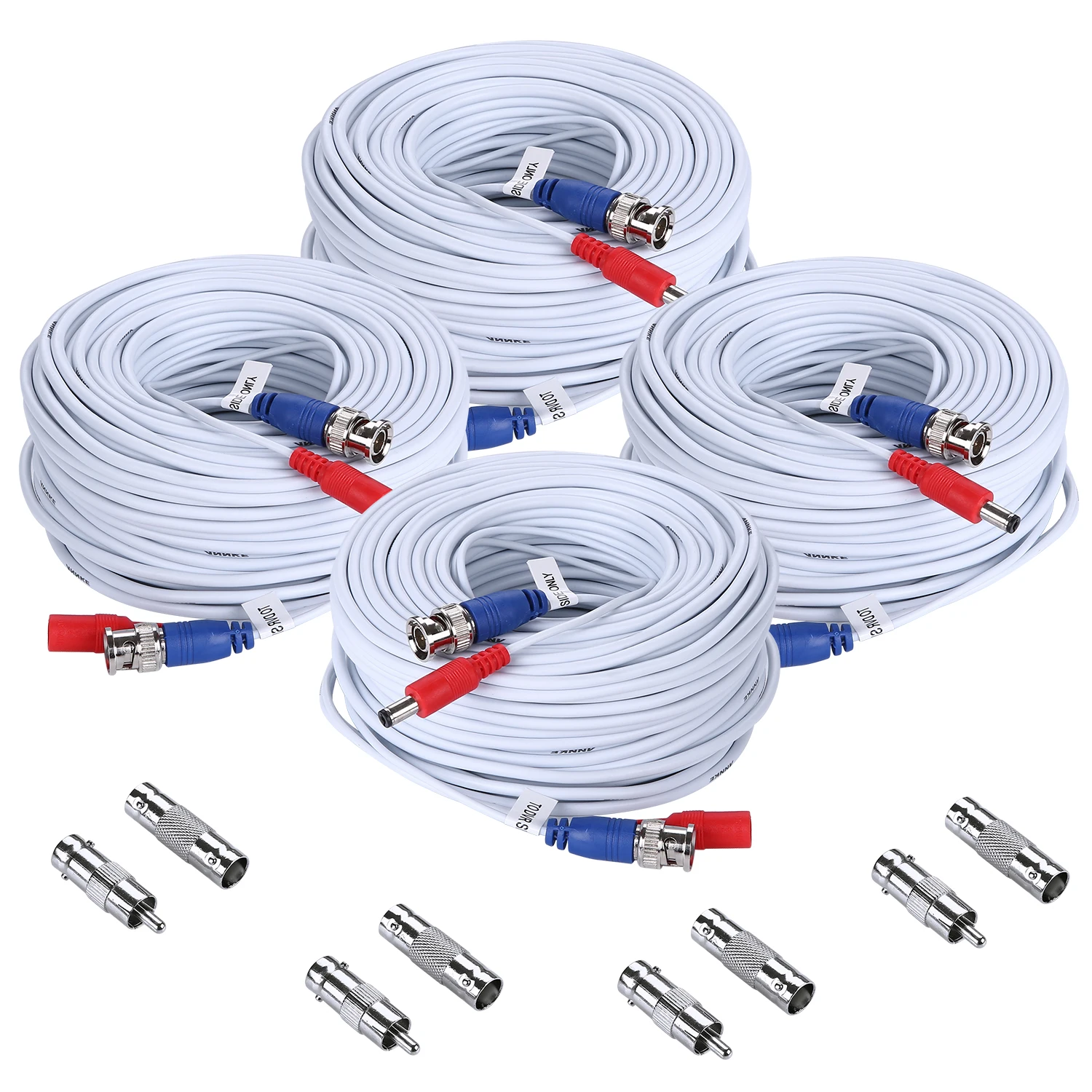 SANNCE 4 Pack 30M 100ft CCTV Cable BNC + DC Plug Video Power Cable For Wire AHD Camera And DVR Surveillance System Accessories