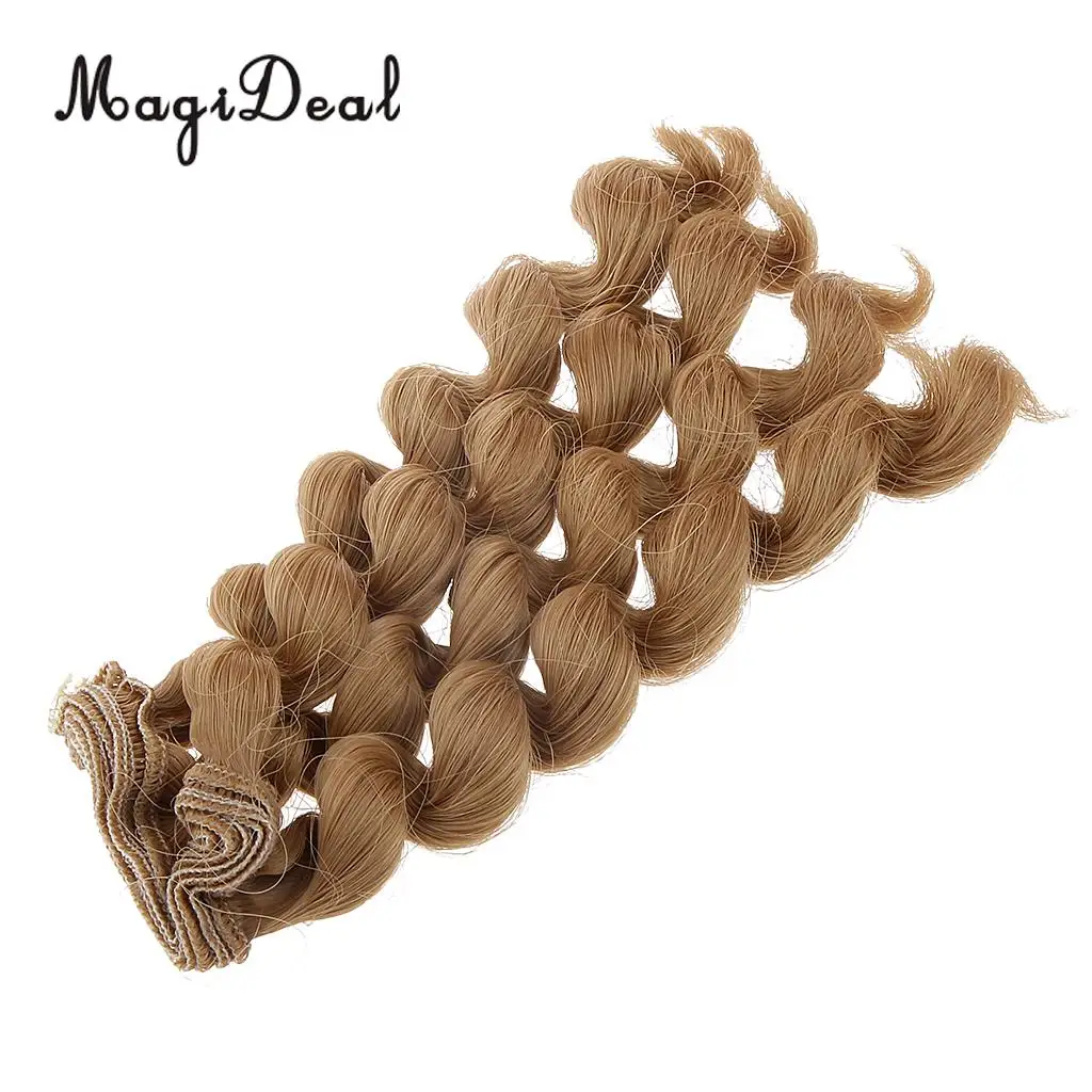 MagiDeal 1Pc 15x100cm DIY Curly Hair Wig Hairpiece for 1/3 1/4 1/6 BJD SD Dolls Model Party Girls Best Birthday Gift 12Colors