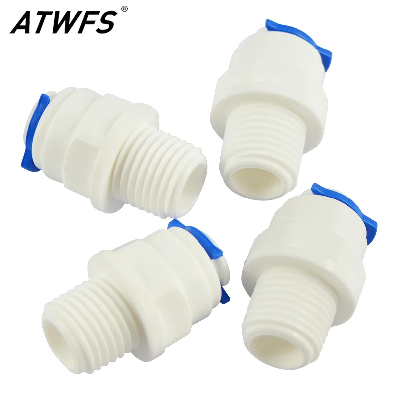 

ATWFS 4pcs Water Purifier Fitting 1/4 inch Outside the Wire to 1/4 inch Quick Connect Water Machine Connection RO 1/4''