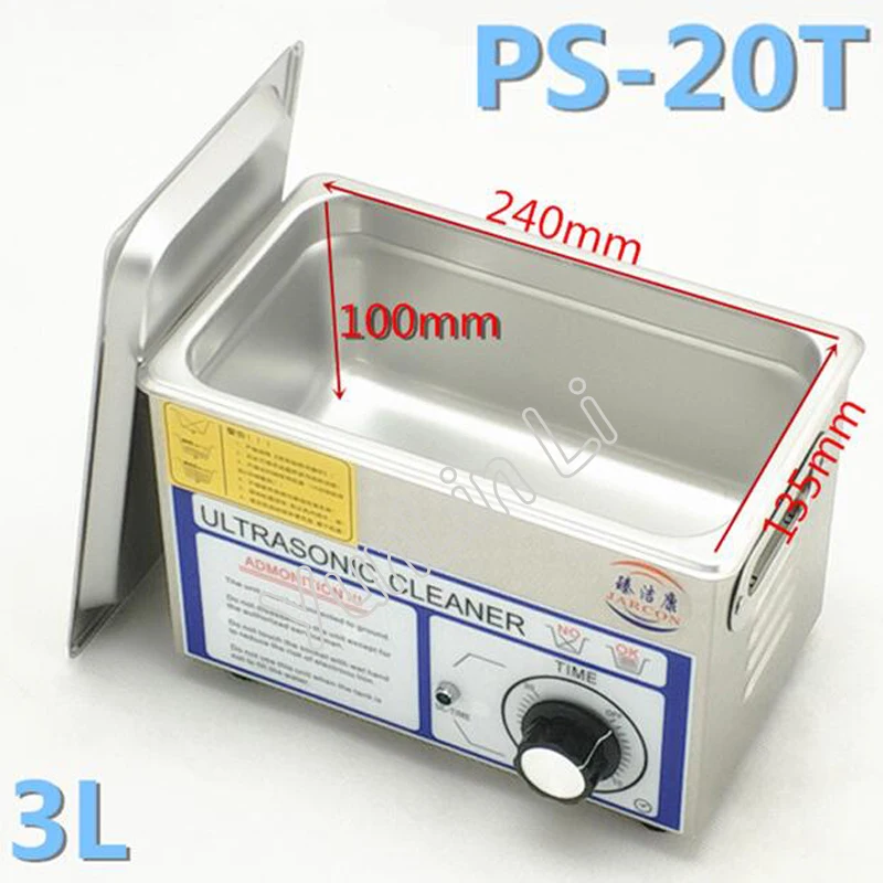 

3L Capacity Ultrasonic Cleaner 40KHZ Frequency Cleaning Machine PCB Hardware Lad Equipment with Stainless Steel Basket PS-20T