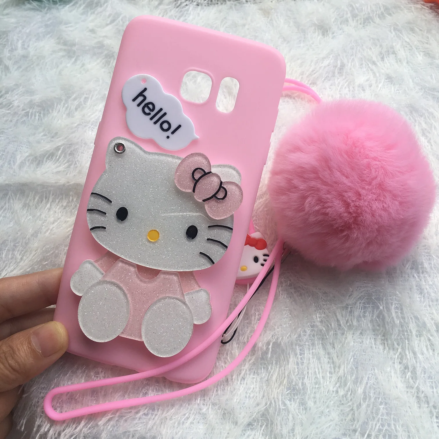 

For samsung galaxy S8 s9 plus /s7 edge /s6 case Pink Hello kitty KT cat mirror phone cover for SAM A3 A5 A7 2017/ A8 A9 cartoon