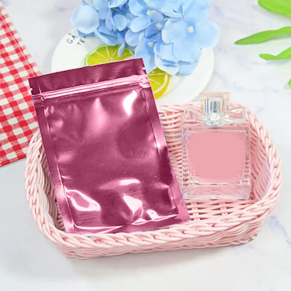 

100pcs Colorful Foil Zip lock Pouches Food Storage Zipper Bags Smell Proof Bags Laser Aluminized Ziplock Stand-up Pouch