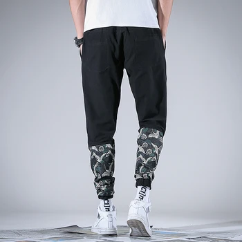 

2019 men baggy pants noodle wide legs stripe print drop crotch elastic waist harem hiphop joggers big