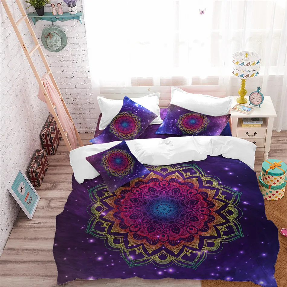 Us 23 4 35 Off Tie Dyeing Mandala Bedding Set Colorful Floral Duvet Cover Set Bohemia Design Bedding Girls Bedroom Decor Pillowcase Bedclothes In