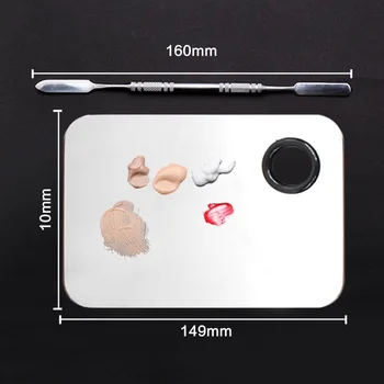 

ELECOOL 10pcs/set Stainless Steel Nail Art Polish Mixer Palette Foundation Eyeshadow Mixing Plate With Spatula Rod Manicure Set