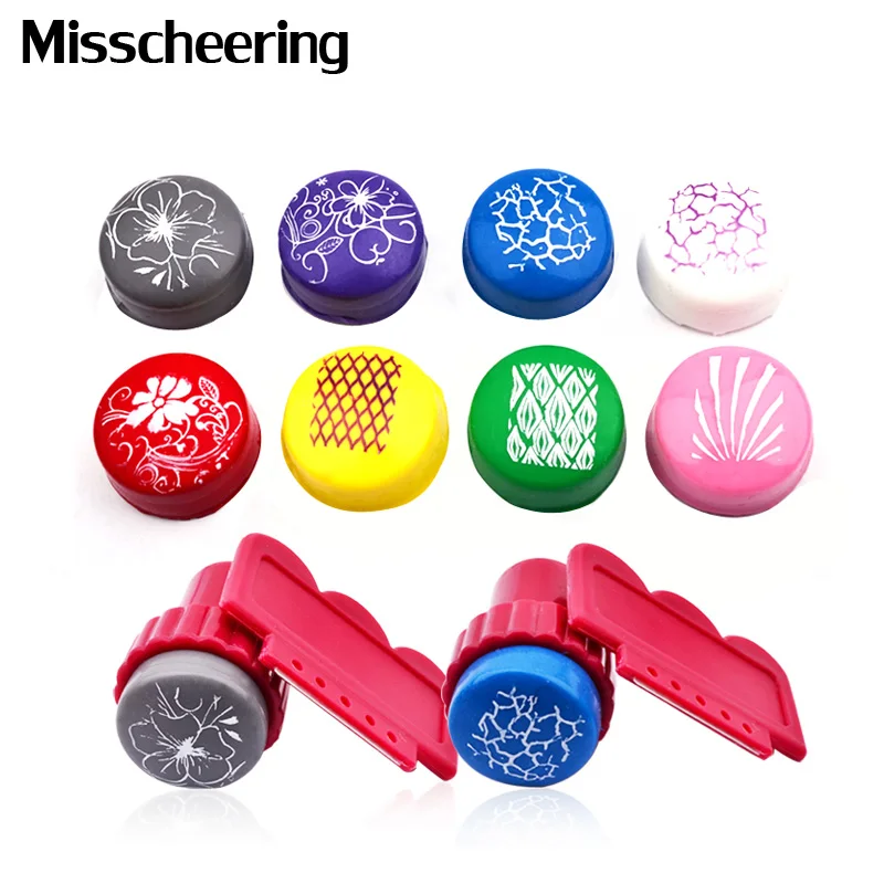 1set Red Handle Nail Stamper Scraper 2.4cm Marshmallow Soft Silicone