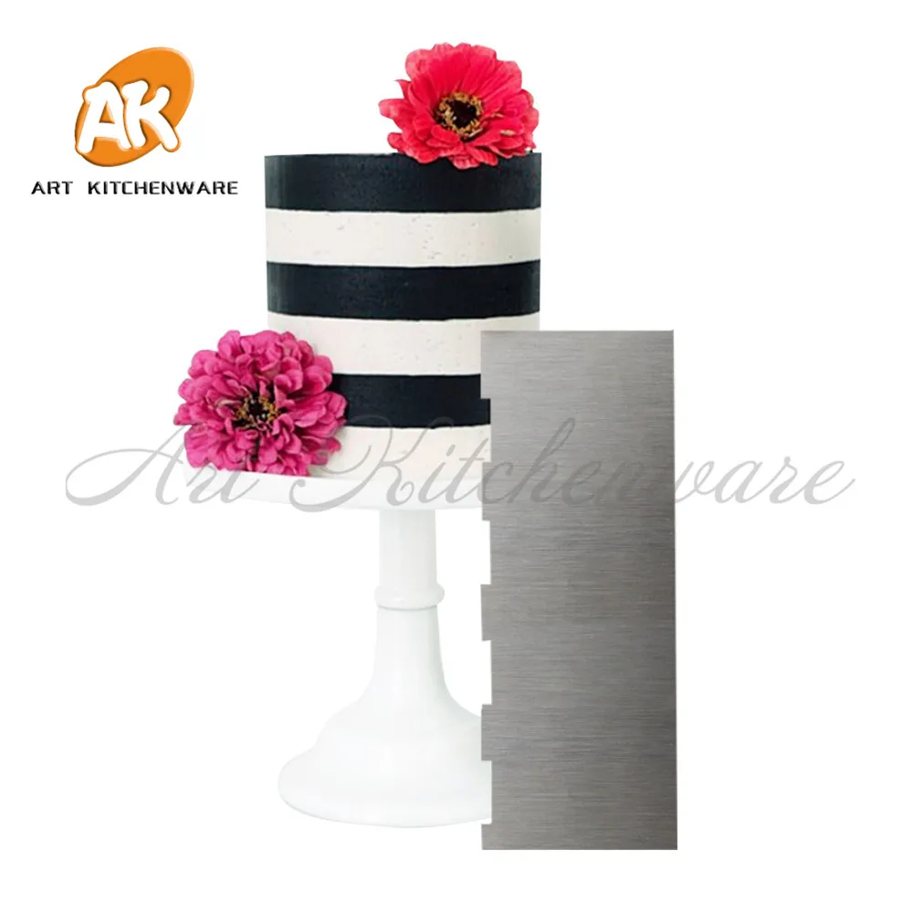 

1pc Stripe Cake Scraper Stainless Steel Cream Scraper Baking Pastry Spatulas Fondant Cake Decorating Tools Kitchen Accessories