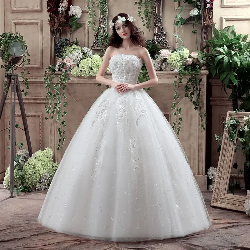

Bridal Wedding Dresses Bride's Lace Up Ball Gowns Wedding Dress New Plus Size Strapless Dresses