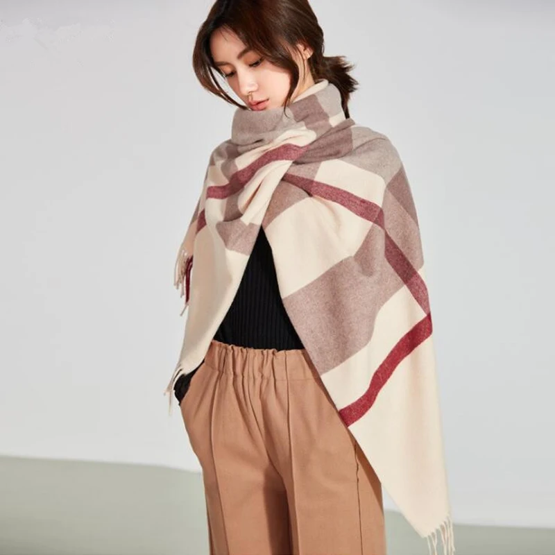 

Luxury Brand Winter Cashmere Pashmina Shawls Women Plaid Blanket Scarf Designer Wool Thick Warm poncho Feminino Scarves