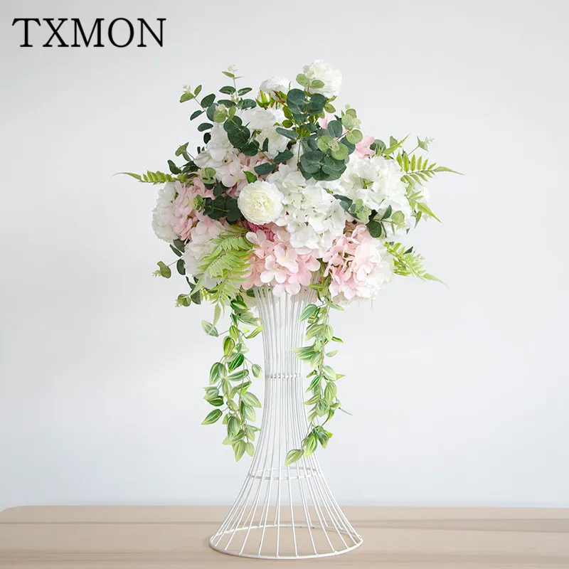 

Simulation silk flower wrought iron table main table flower hotel wedding decoration stage road lead photography background prop