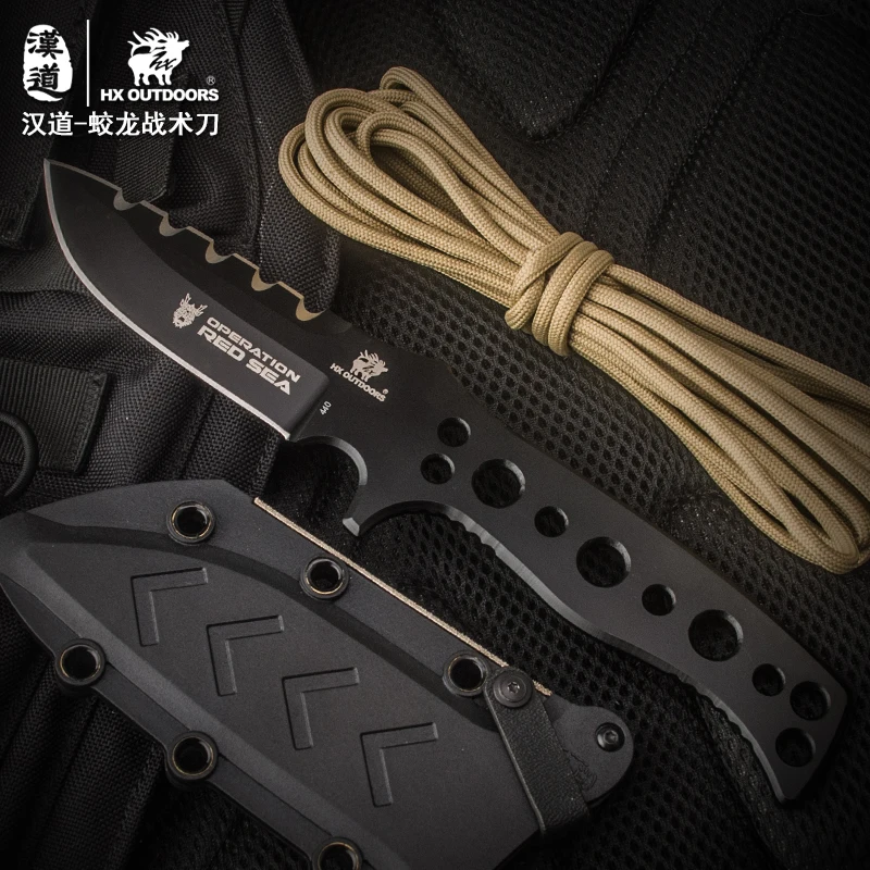 

OUTDOORS All Steel Survival Knife, 440C Hunting Survival Tactical Hunting Knife Rescue Knives With ABS Sheath ,Parachute rope