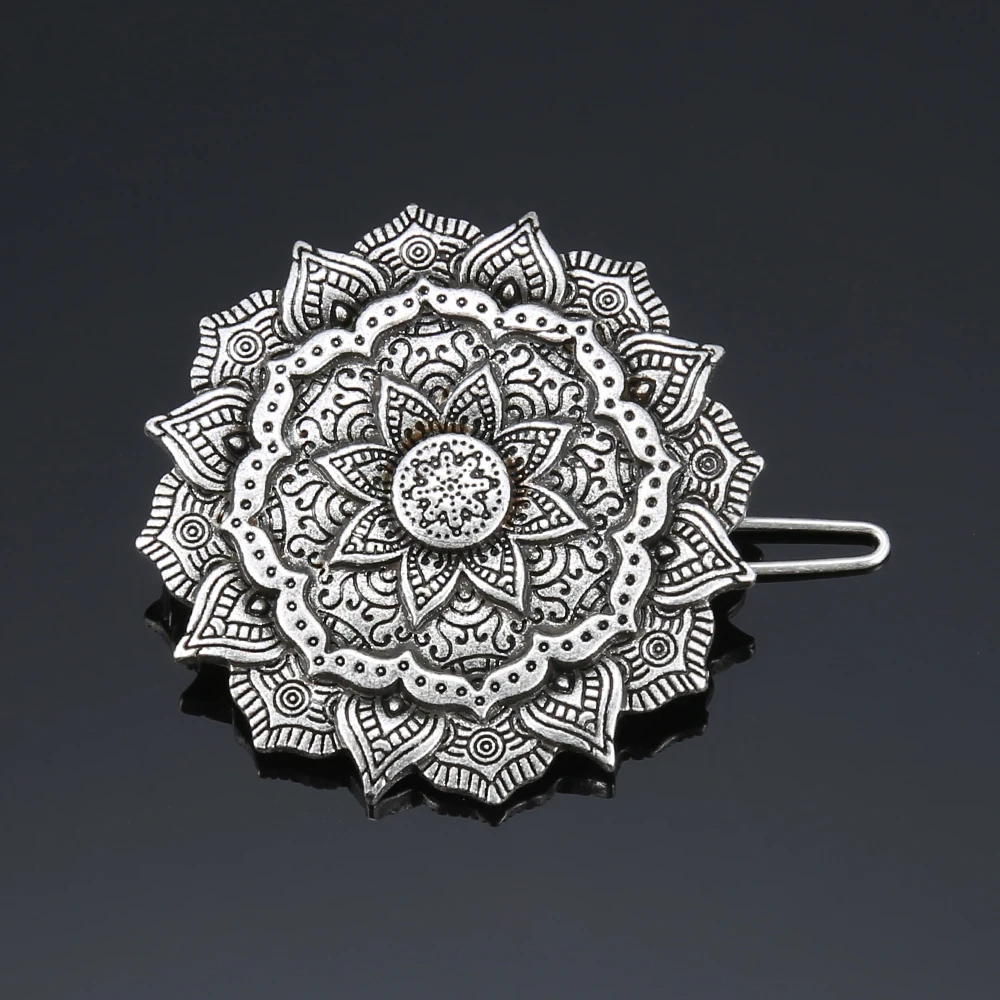 

Antique Silver Chakra Mandala OM Amulet Lotus Hair Clip Women Hair Jewelry Hairgrips