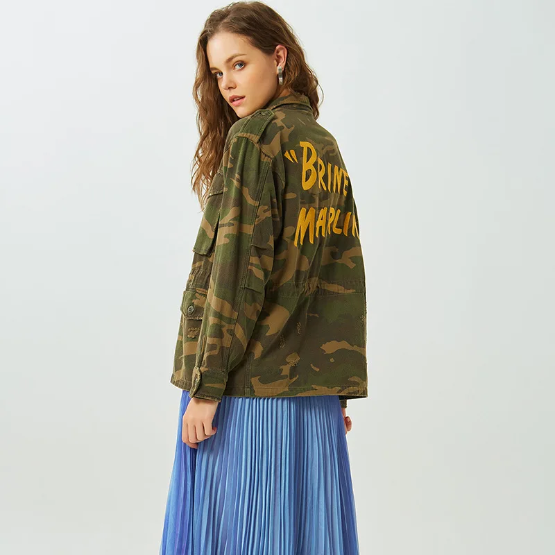 Hiver La Jeans Femmes Base Femme Broderie Harajuku Manteau Veste De Armygreen Casual Mode Lâche Automne pink Camouflage Vestes Denim L376 PdvEdw