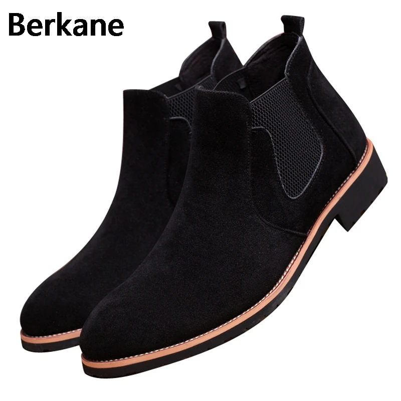 Chelsea Boots Pointed Toe Men Suede Kanye Black Brand ...