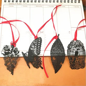 

1PCS new cartoon black paint metal pendant bookmark Chinese creative art metal book folder office and school supplies