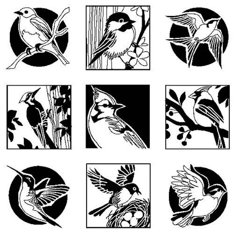 

9 pcs/set Little Bird Sparrow Stamp DIY Toy Photosensitive Seal Funny Planner Scrapbooking Stamps and Dies for Card Making