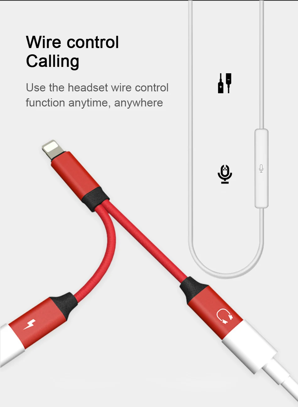 !ACCEZZ Fast Charge Jack Earphone Cable 2 in 1 Adapter For iphone 7 8 Plus X IOS 10 11 Lighting Charging&Audio&Calling Connector (9)