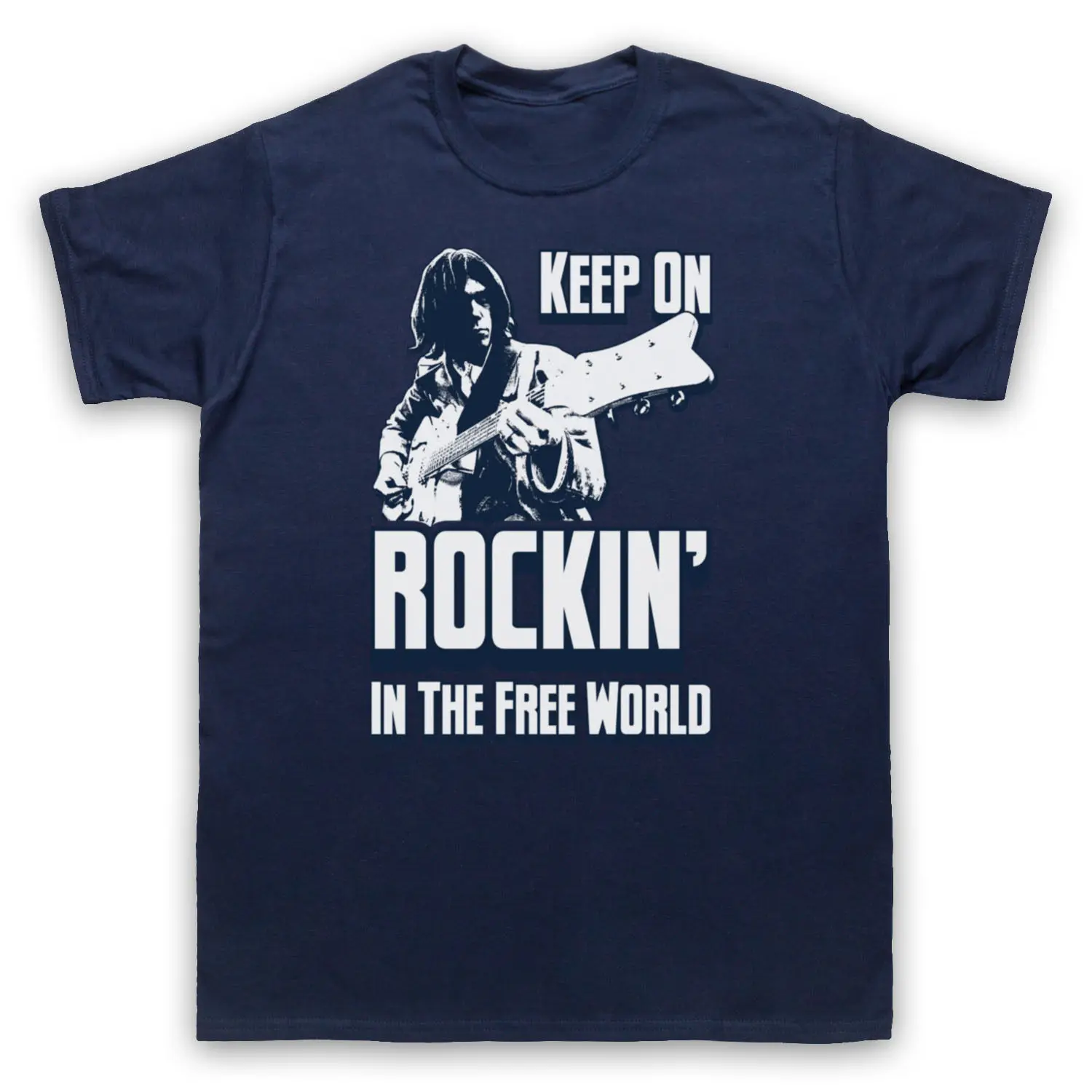 ДЕРЖАТЬ НА ROCKIN 'НИЛ ЯНГ НЕОФИЦИАЛЬНЫЙ ФУТБОЛКИ МУЖСКИЕ ДАМЫ ДЕТИ РАЗМЕРОВ И