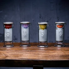 260 мл творческий ручная роспись Винтаж узор утолщение термостойкие Стекло бинокулярный чайник Керамика фильтр офисные Утварь подарки