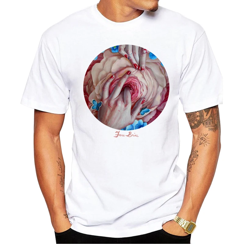 

Novelty Fashion print t-shirt Flower center Fashion white Comfortable Tops New Summer T-Shirt Cool Men Summer Shirt