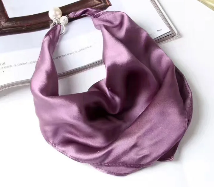 Новая мода чистый шелк однотонный многоцелевой женский квадратный жемчужное ожерелье шарф ручное кольцо шарфы Подарочная коробка#4035 - Цвет: 9
