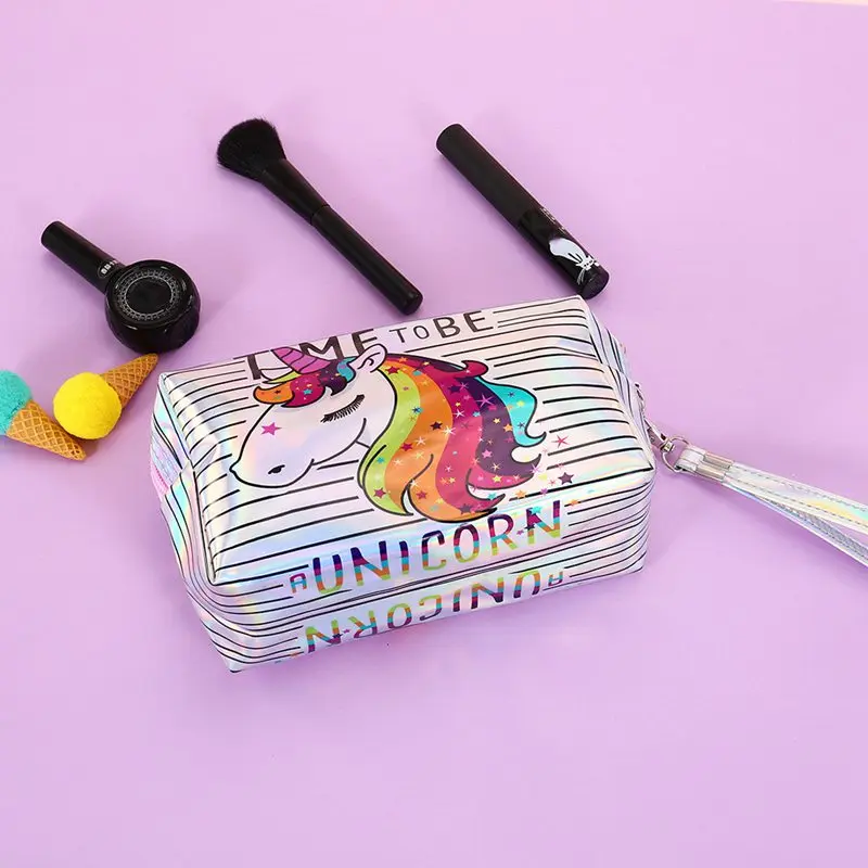 PU Laser Lovely Unicorn Cosmetic Bag Casual Travel Makeup Organizer 17cm*10.5cm Special Style Rainbow Portable Women Make Up Bag PU Laser Lovely Unicorn Cosmetic Bag Casual Travel Makeup Organizer 17cm*10.5cm Special Style Rainbow Portable Women Make Up Bag
