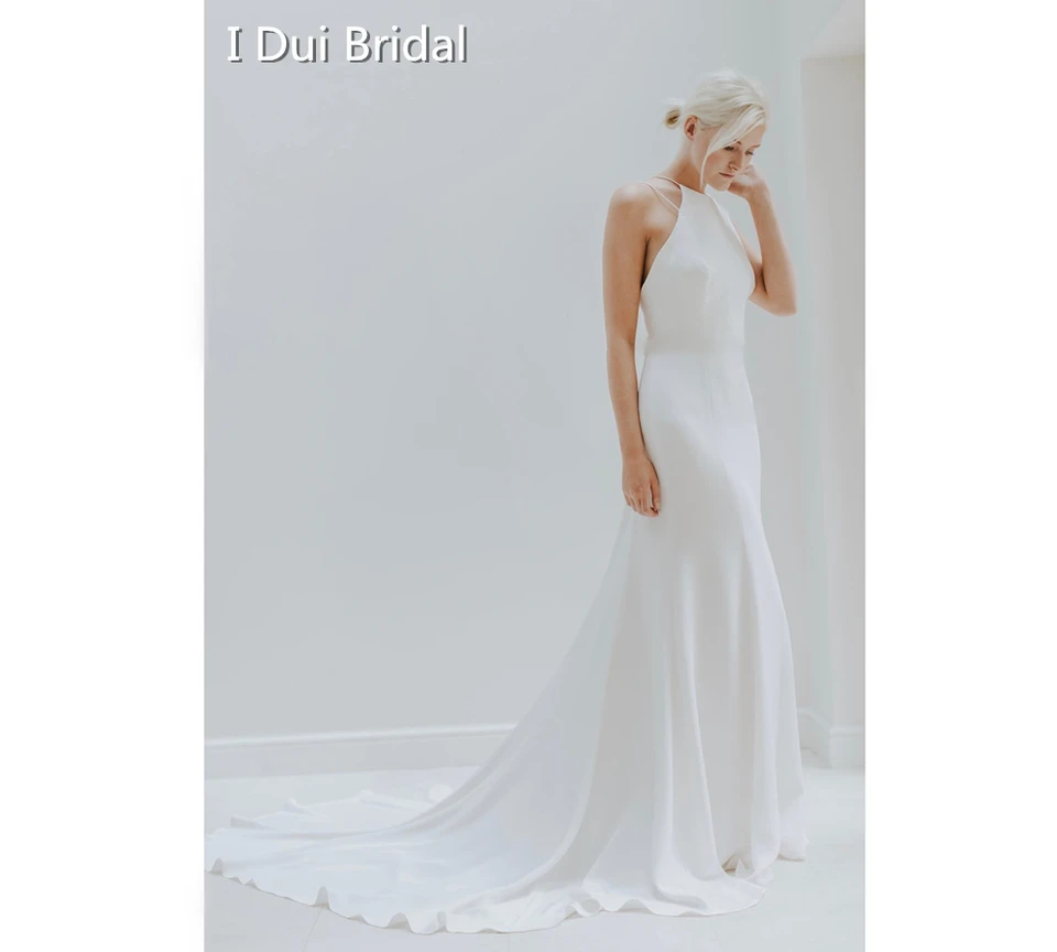 sheath crepe wedding dress