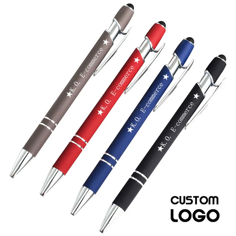 

30pcs Metal Multi-function Press Ballpoint Pens Capacitive Touch Handwriting Touch Screen Pens Stationery Gifts Pen Custom LOGO