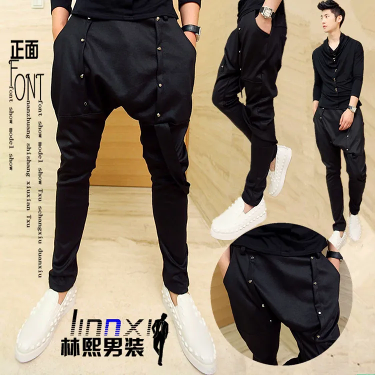

2016 Harem pants male low-rise slim hiphop harem pants male