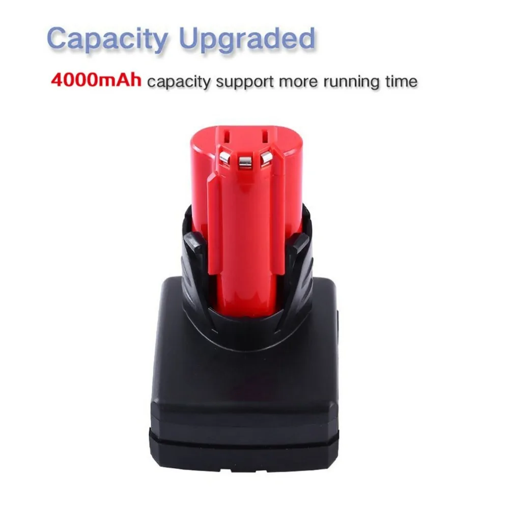 4000mAh 12V Power Tool Rechargeable Lithium Ion Battery Replacement Battery Backup 4 0Ah for Milwaukee M12