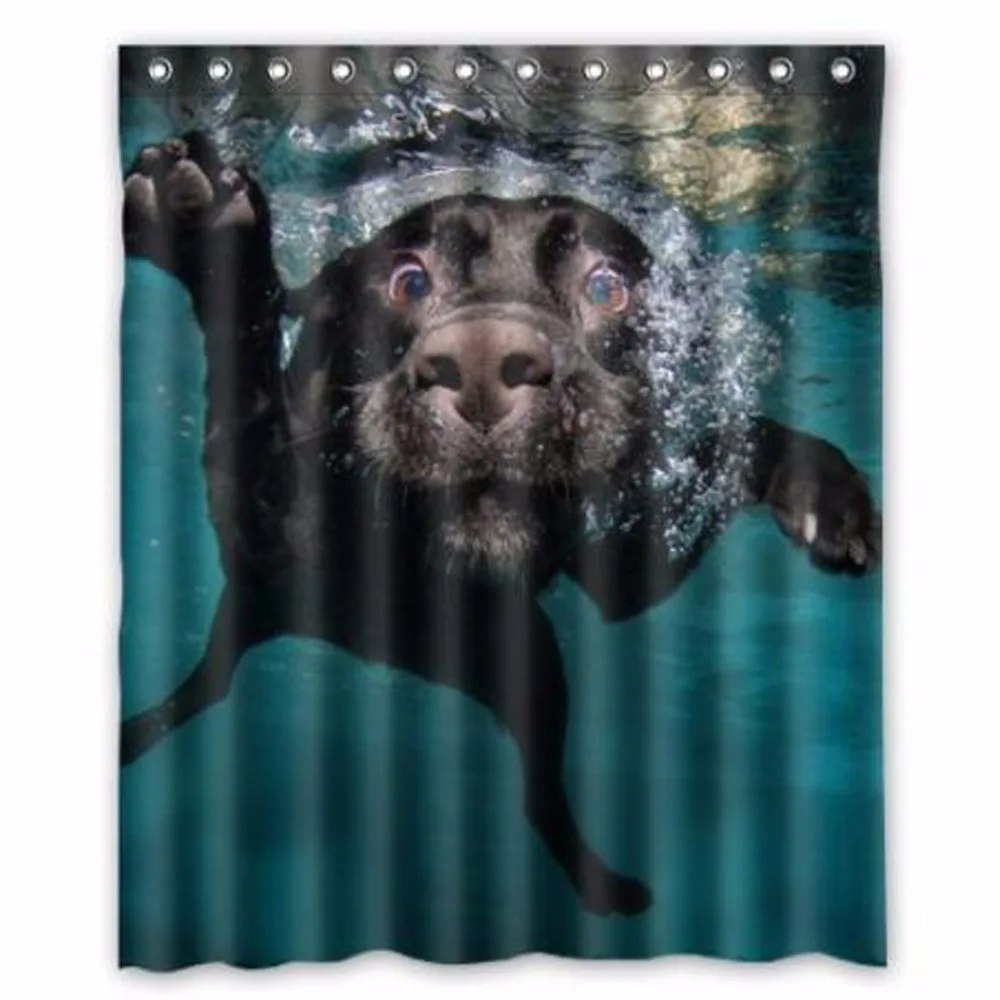 Popular funny lovely Labrador dog Bathroom Shower Curtain, Shower Rings