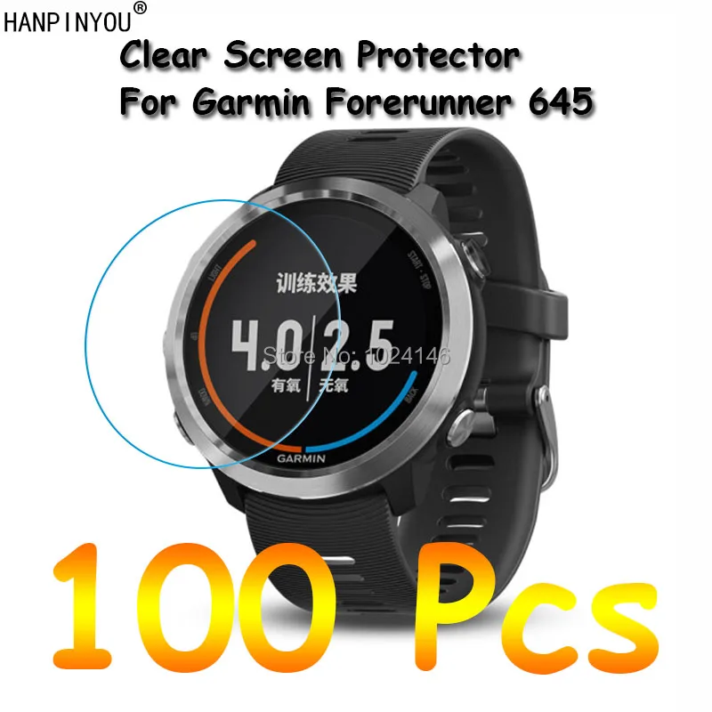 100 Pcs/Lot For Garmin Forerunner 645 Sports SmartWatch New HD Clear Screen Protector Protective Film Guard With Cleaning Cloth | Мобильные