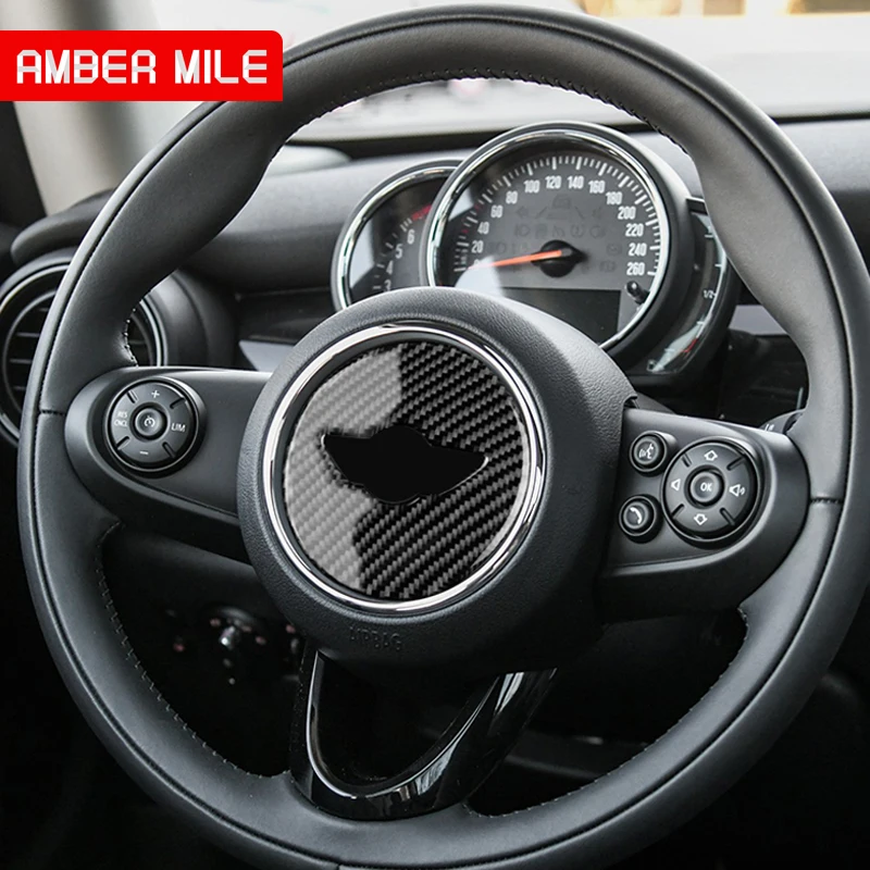 AMBERMILE для Mini Cooper F55 F56 Countryman F60 аксессуары Mini F55 F56 F60 наклейка из углеродного волокна внутренняя отделка рулевого колеса