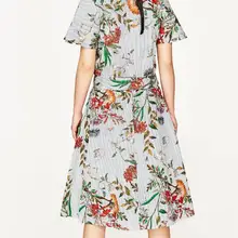 Wishbop новые Юбки-миди с цветочным принтом в полоску и эластичной резинкой на талии с передним отверстием и боковыми карманами-Женская одежда Юбки