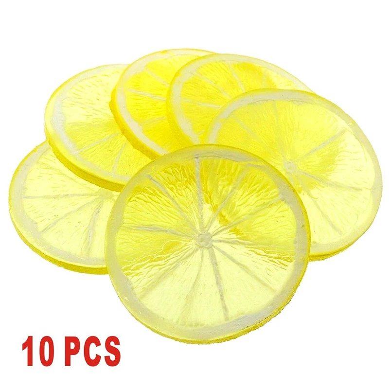 10pcs Lifelike Lemon Slices Decorative Artificial Plastic Lemon Slice