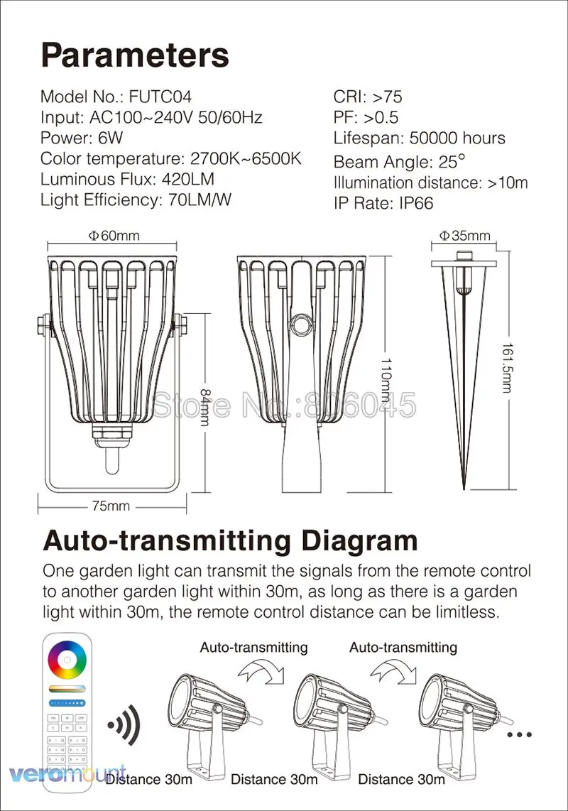 RGB + CCT, IP66, AC 110V, 220V, Exterior