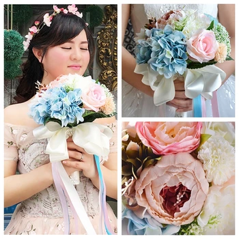 

Beautiful Artificial Flowers Wedding Bouquet Bridal Bridesmaid Bouquets De Mariage Cheap Sale