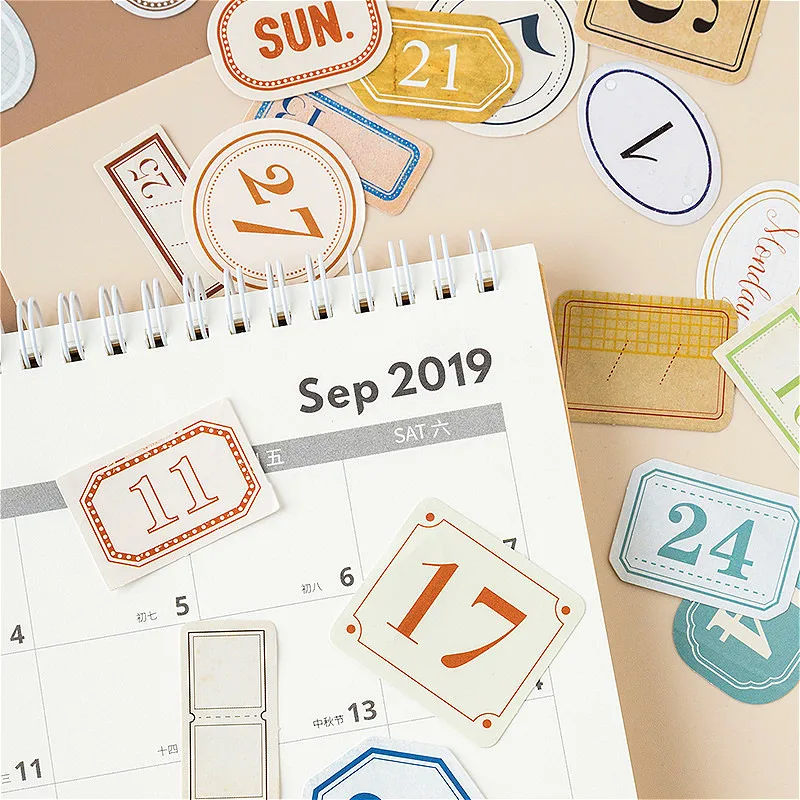 

45pcs/box Date Number Memo Pad Mini Paper Sticker Decoration Decal DIY Album Scrapbooking Seal Sticker Kawaii Stationery Gift