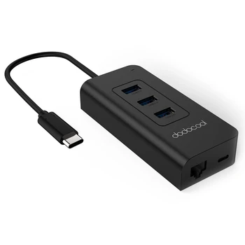 

dodocool USB-C 3.1 to 3 Port USB 3.0 HUB 10/100/1000 Mbps RJ45 Gigabit Ethernet Wired Network Card LAN Adapter For Windows Mac