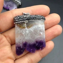 YA2404 натуральный Amethys камни Друза со стразами Подвеска со стразами фианит