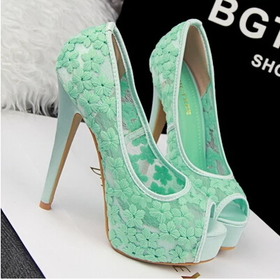 2017 Spring And Summer Lace Open Toe Sandals Mint Green Ultra High 2017 Spring And Summer Lace Open Toe Sandals Mint Green Ultra High Heels Wedding Shoes Handmade Flower Bridal Women S Pump In Pumps From