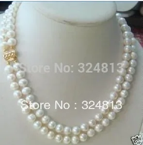 

2 rows 7-8MM DOUBLE STRAND WHITE PEARL NECKLACE