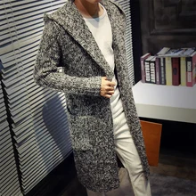 Autumn Winter Loose Long Mens Cardigans Sweaters New Fashion Big Size Jumpers Mens Hooded Sueter Knit