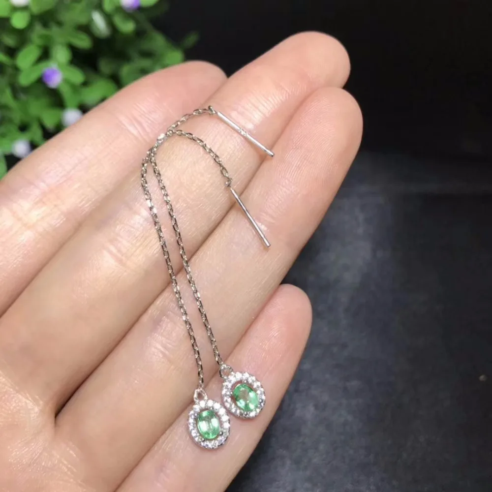 Серьги с натуральным изумрудом профессиональные женские серьги изумрудами из