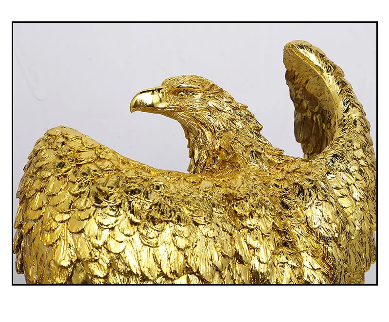 Gold Color Eagle Ornaments Spread Wings Eagle Trophy Figurines Crafts Home Office Decoration Resin Animal Miniature Model Gifts